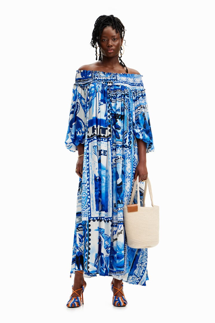 Stella Jean long arty postcard dress | Desigual