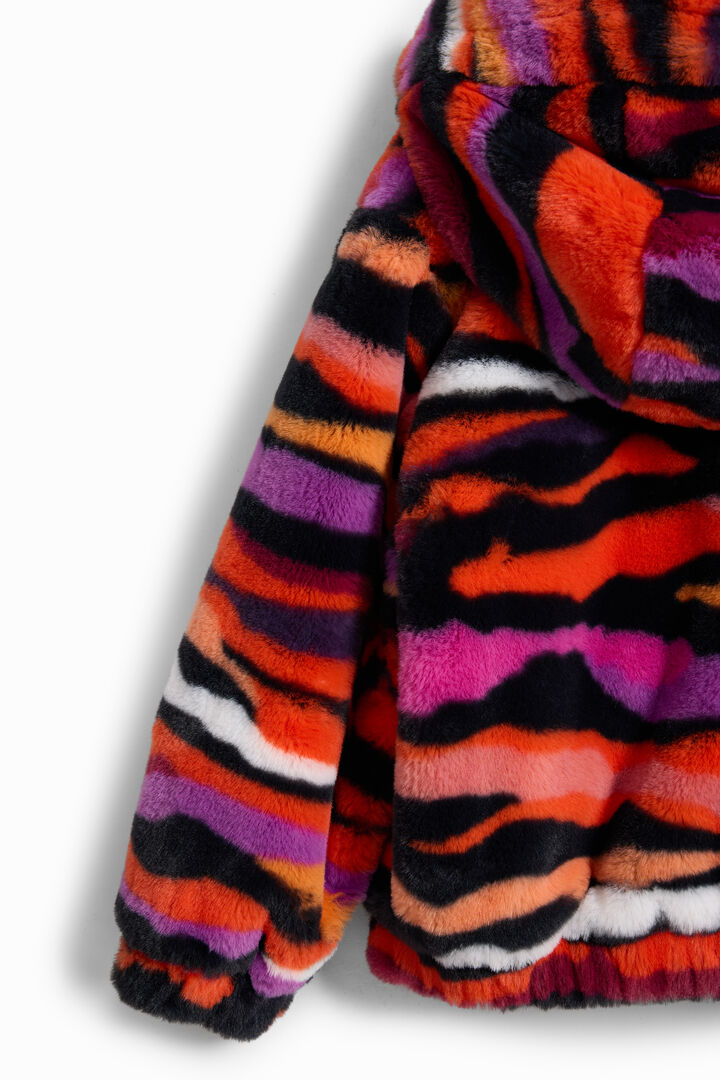Multicolored animal print faux fur jacket | Desigual