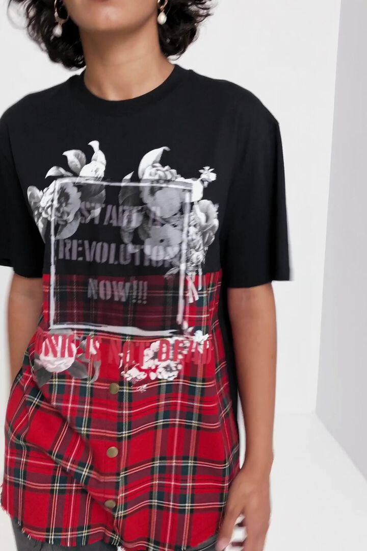 Oversize tartan T-shirt | Desigual