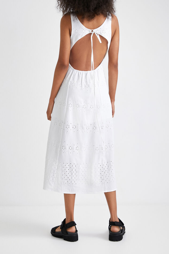 Vestido largo bordado inglés | Desigual