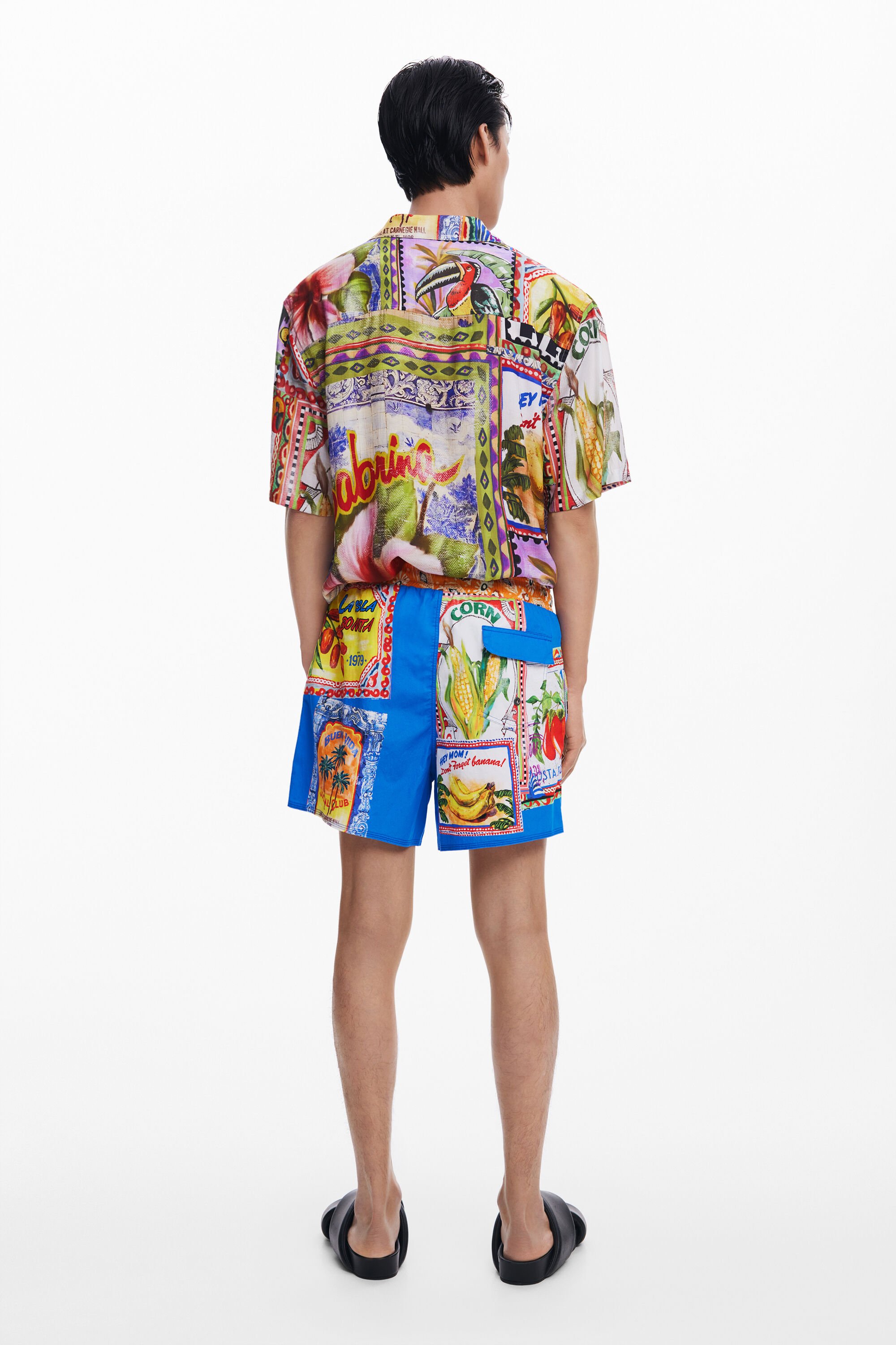 Desigual Postcard Swimsuit In Blue