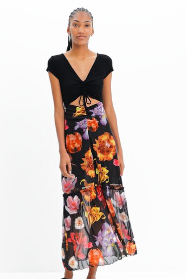 Vestido largo combinado flores M. Christian Lacroix | Desigual