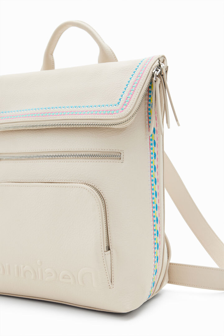 Midsize embroidered-flap backpack | Desigual