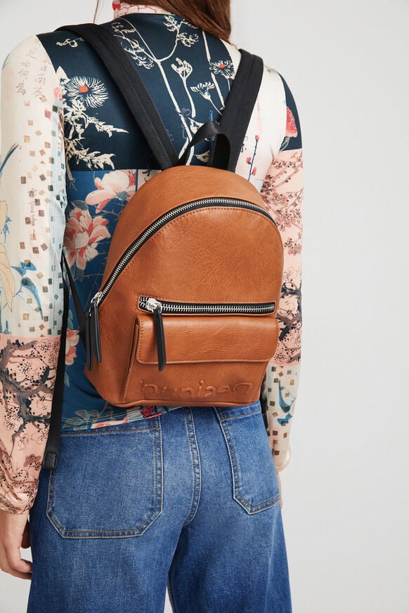 Small leather effect backpack
