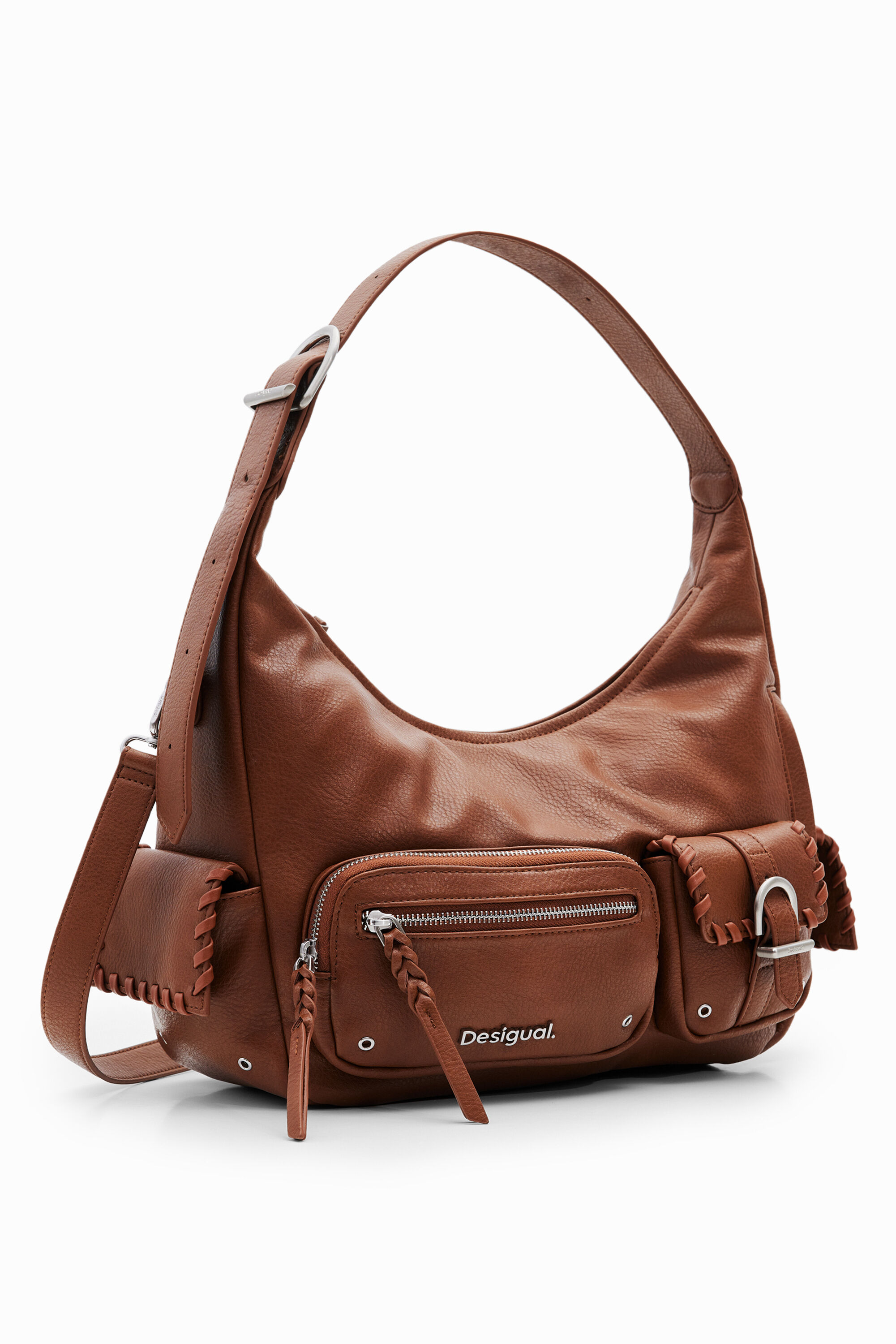 Desigual L Pockets Shoulder Bag In Brown