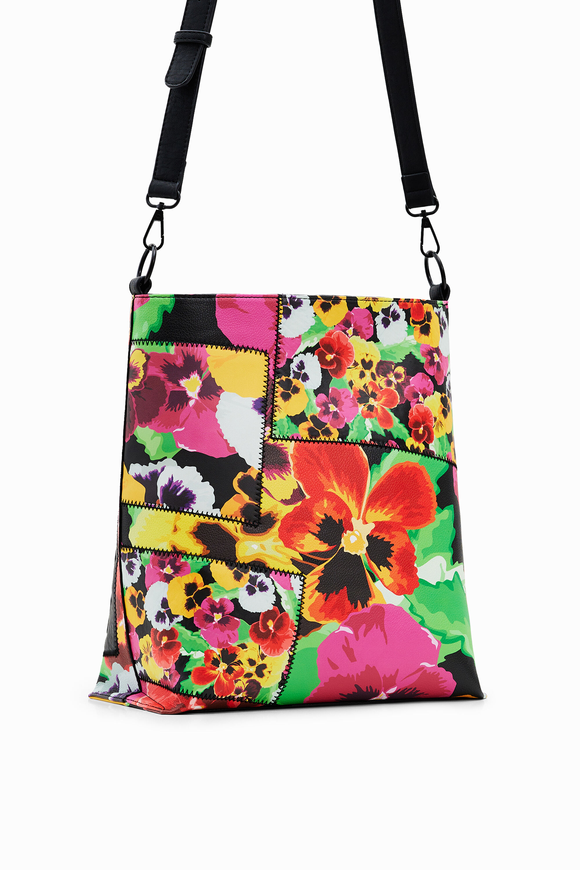Large floral patchwork bucket bag