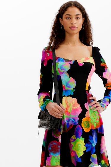 Short floral A-line dress | Desigual