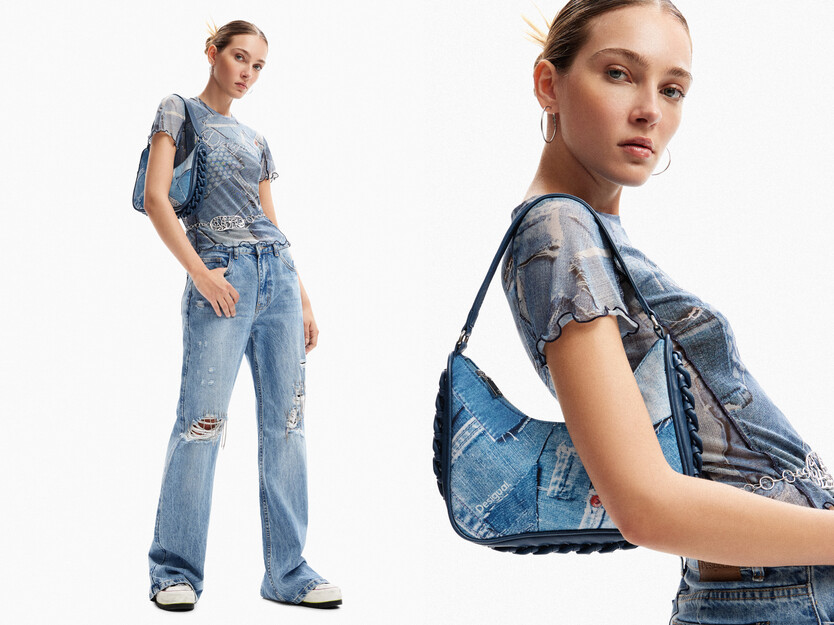 Camiseta tul patch denim