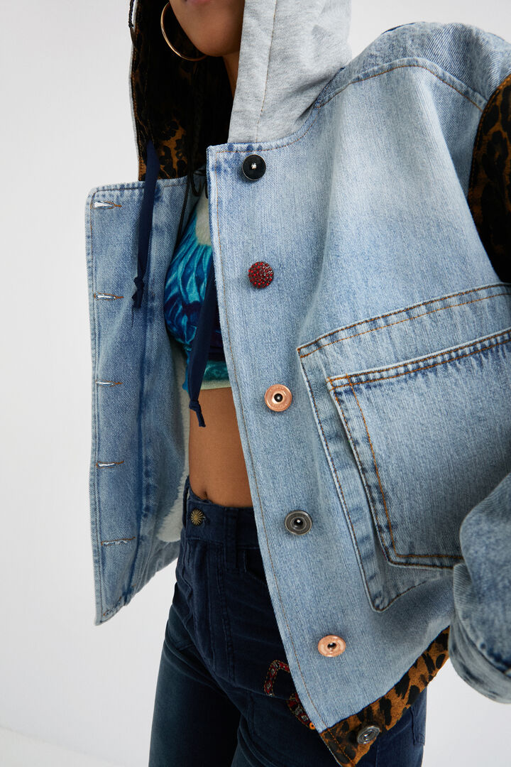 Oversize denim hooded jacket | Desigual