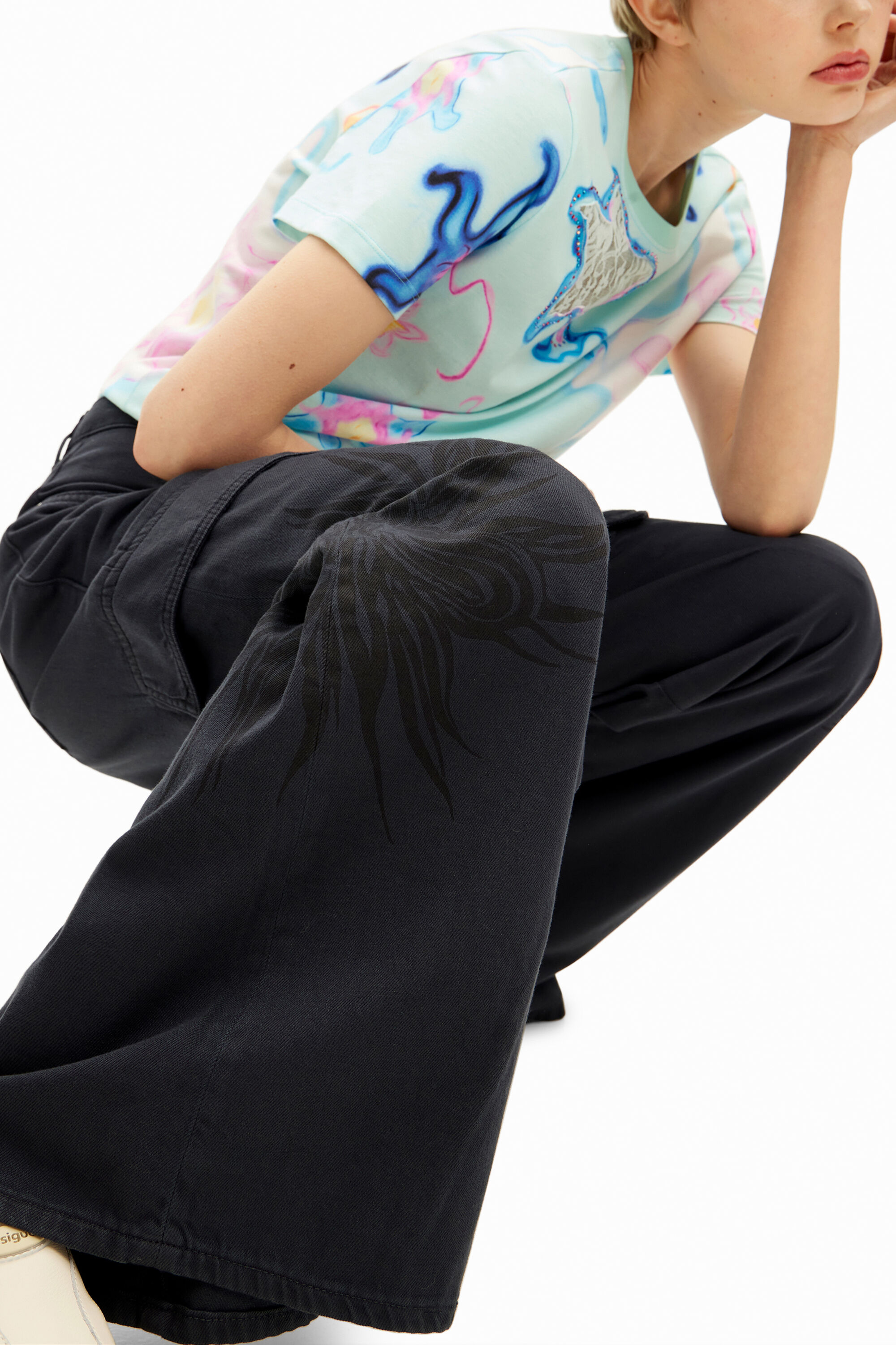 DESIGUAL COLLINA STRADA TRIBAL FLORAL CARGO TROUSERS