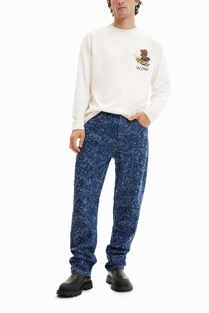 Straight textured jeans