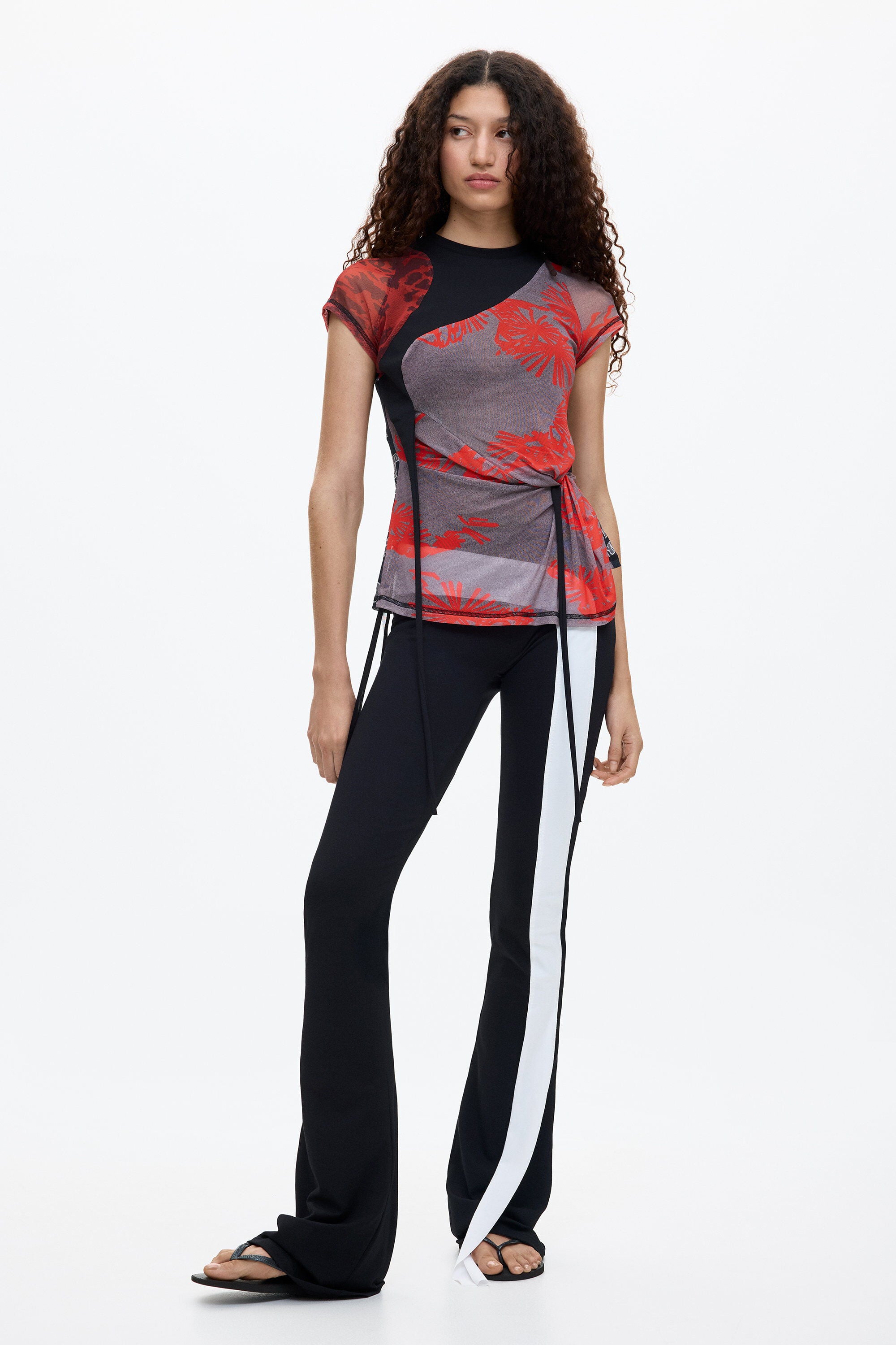 Desigual, Camiseta tul estampada Ottolinger, Mujer, Rojo, L