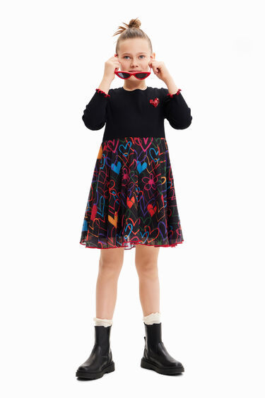 Short combination heart dress | Desigual