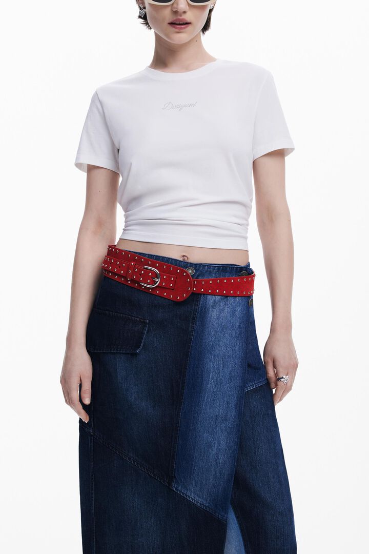 Falda midi vaquera cruzada