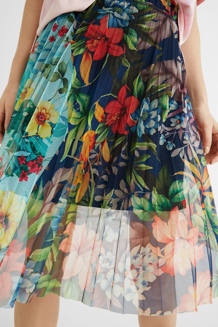 Falda midi plisada floreada | Desigual