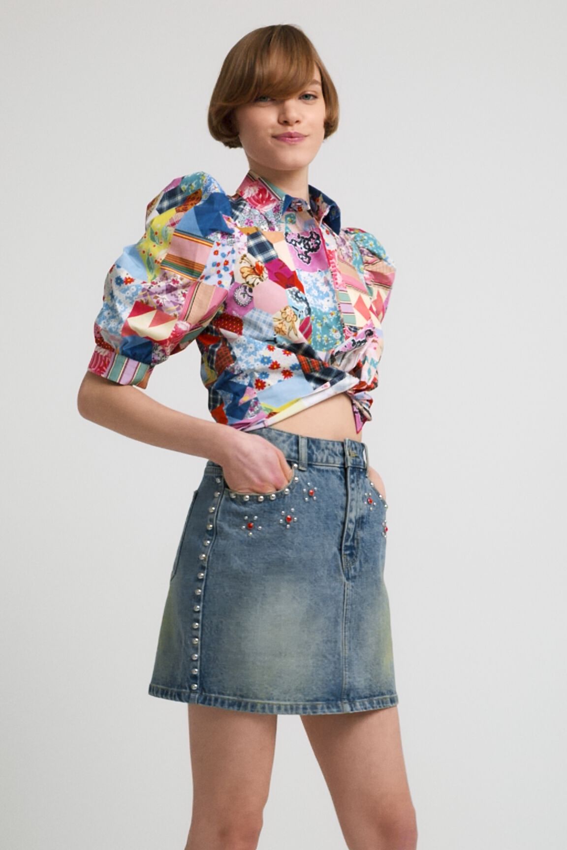 Desigual×Johnson Hartig [限定品]スタッズ ミニスカート 熱い販売