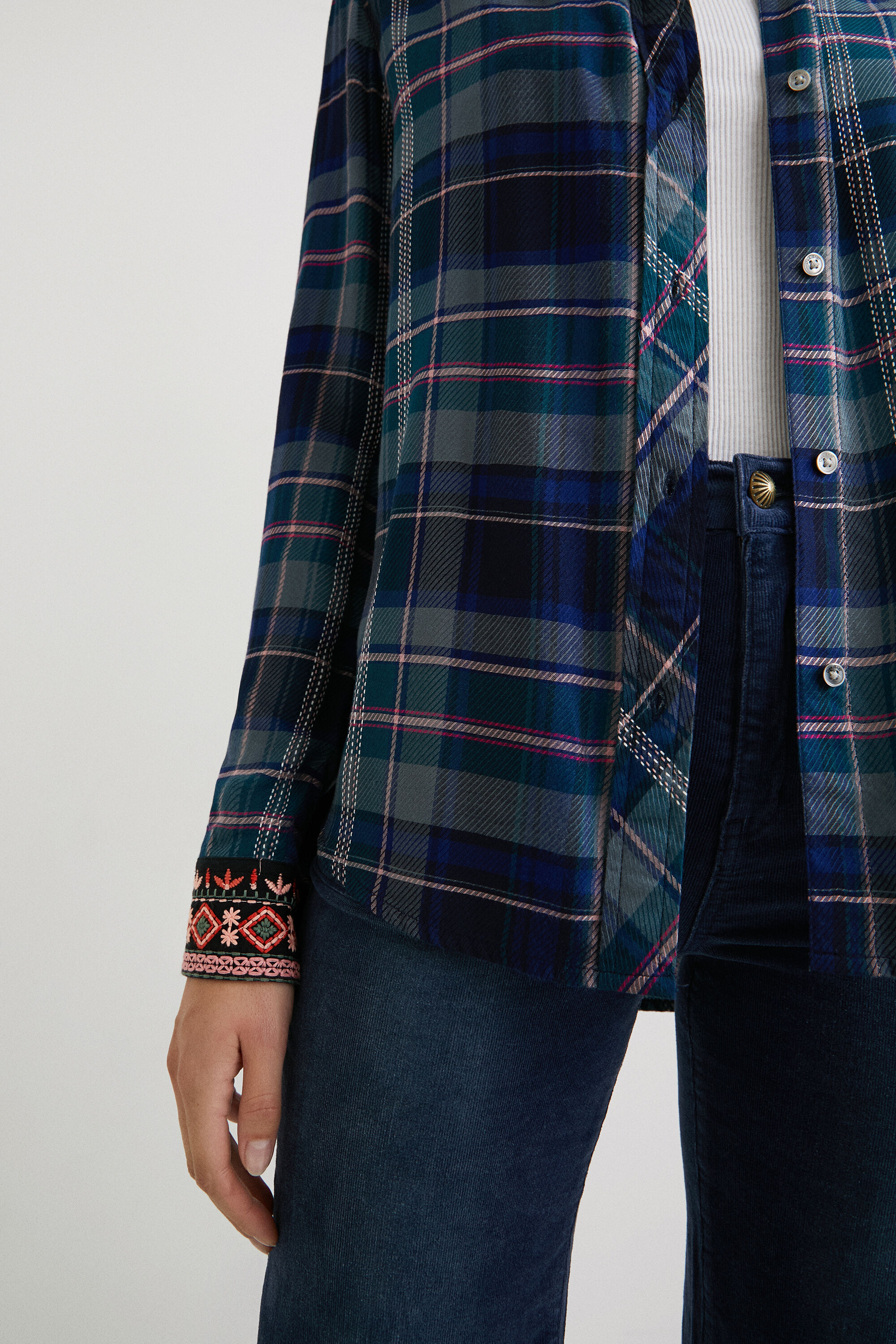 Denim collar tartan shirt | Desigual.com