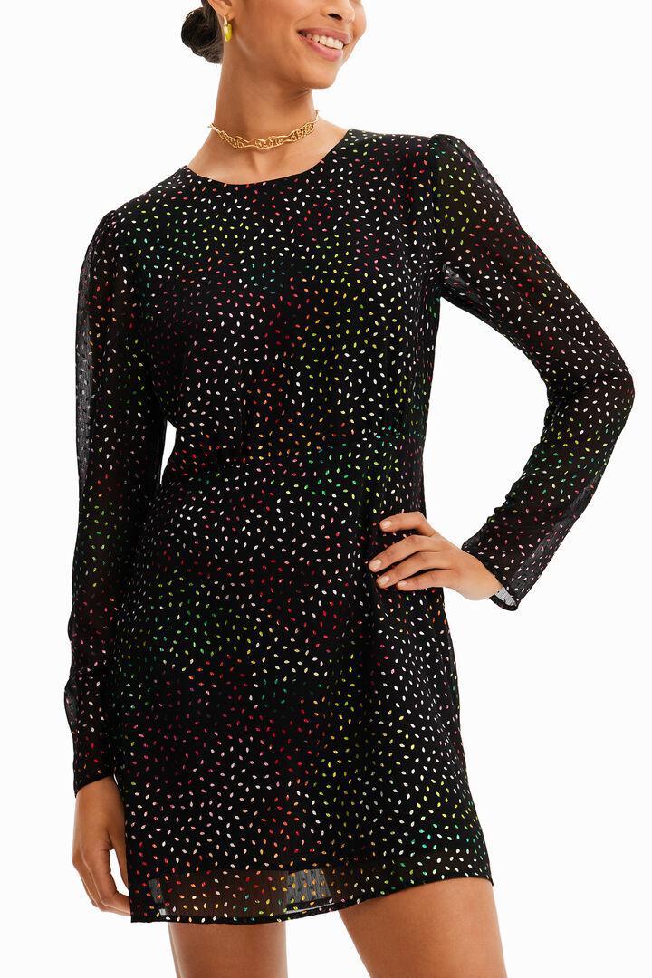 Short glossy cut-out dress | Desigual