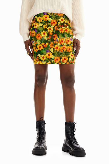 Slim floral mini skirt | Desigual