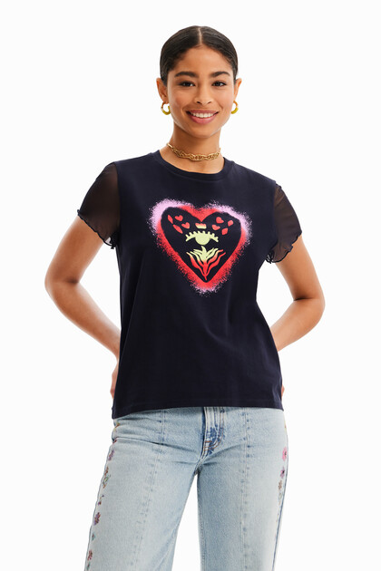 Koszulka z nadrukiem w stylu arty w serca