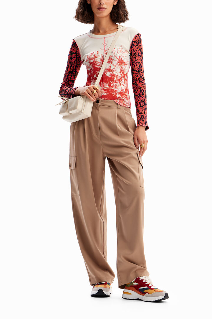 Camiseta slim manga larga canalé | Desigual