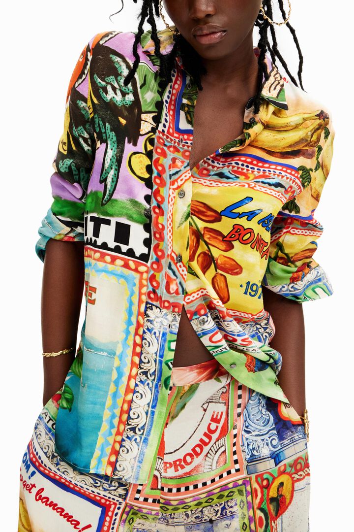 Stella Jean arty postcard shirt | Desigual