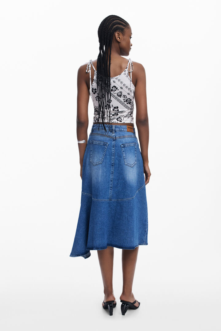 Asymmetrische midi spijkerrok | Desigual