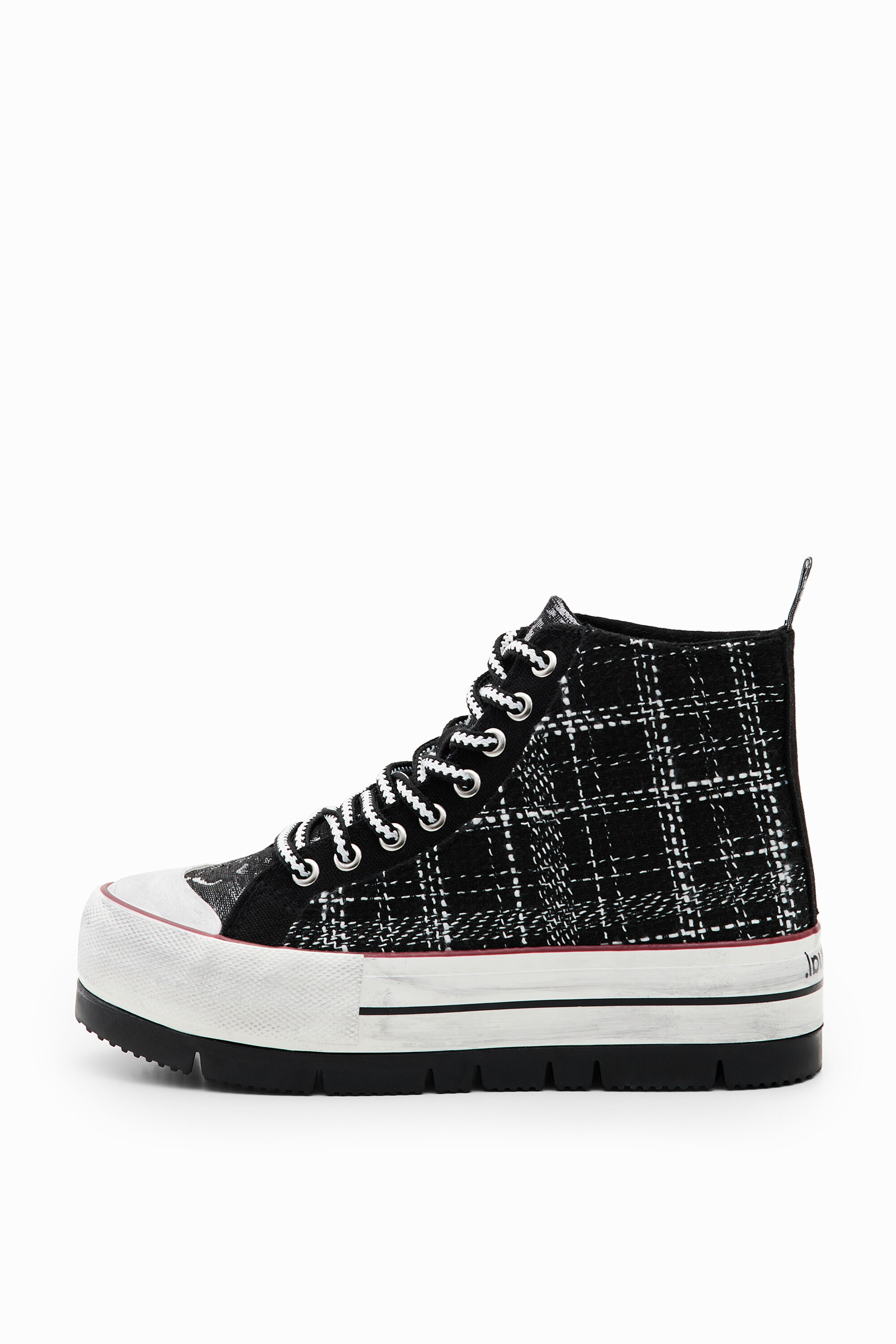 Tartan platform high-top sneakers - BLACK - 40