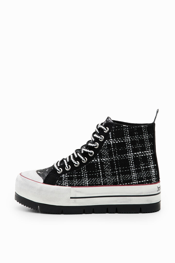 Tartan platform high-top sneakers