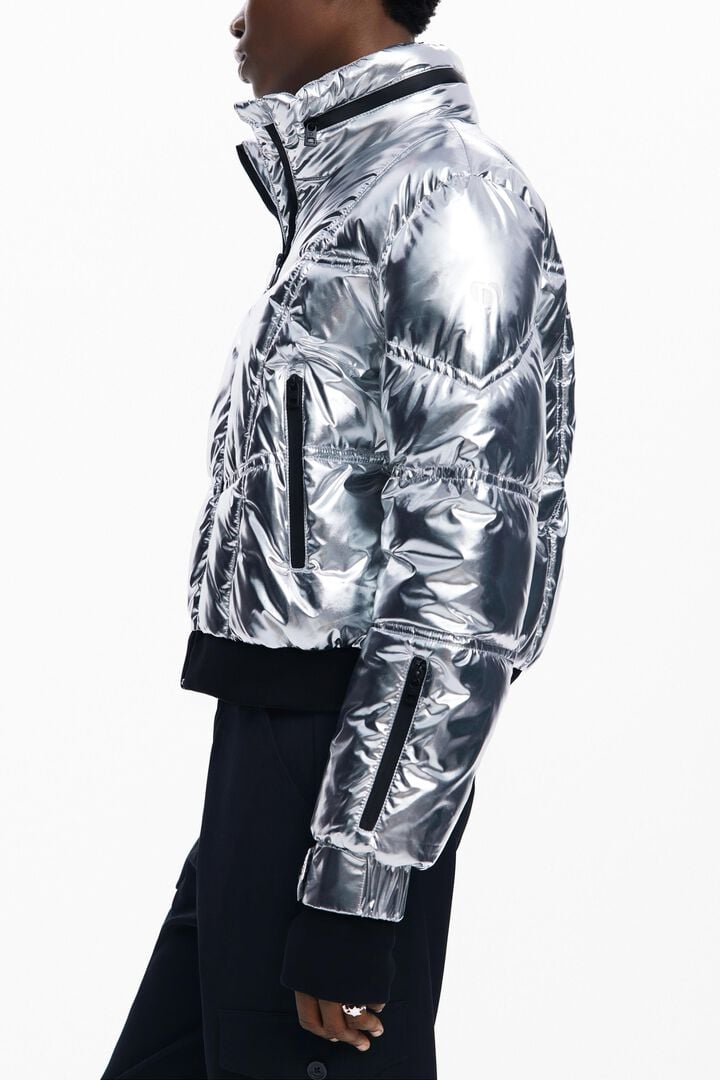 Abrigo metalizado capucha | Desigual