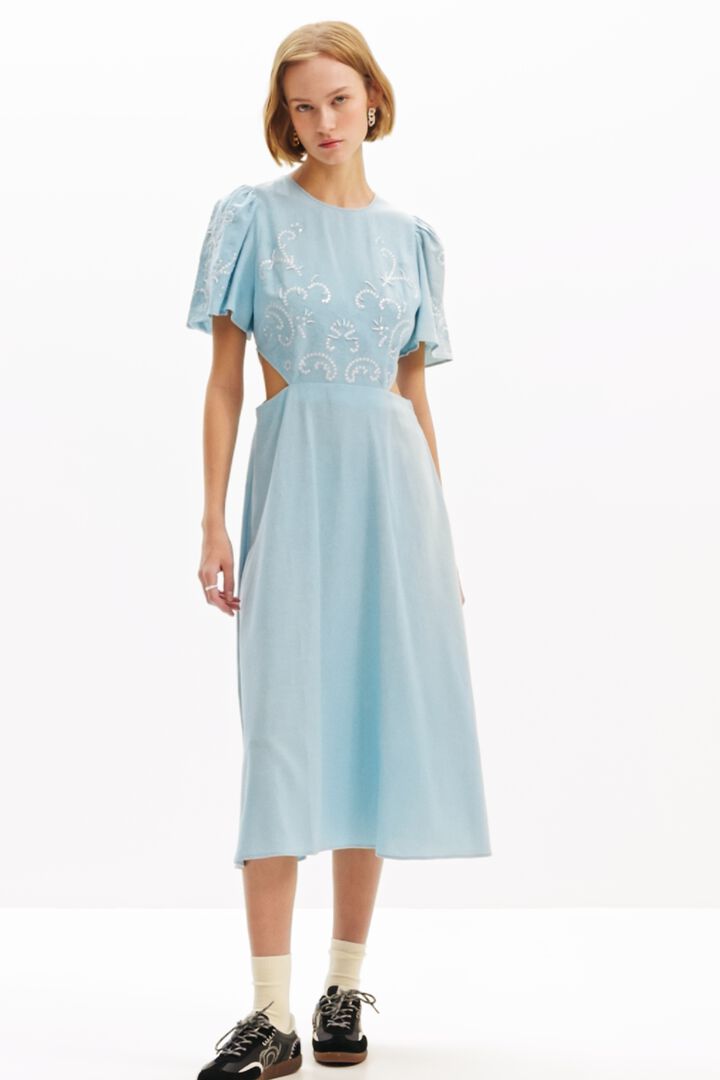 Robe midi brodée découpes | Desigual
