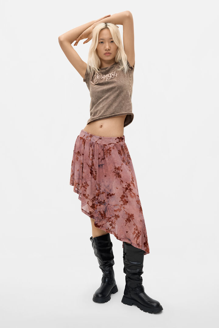 Asymmetrical Flocked Skirt