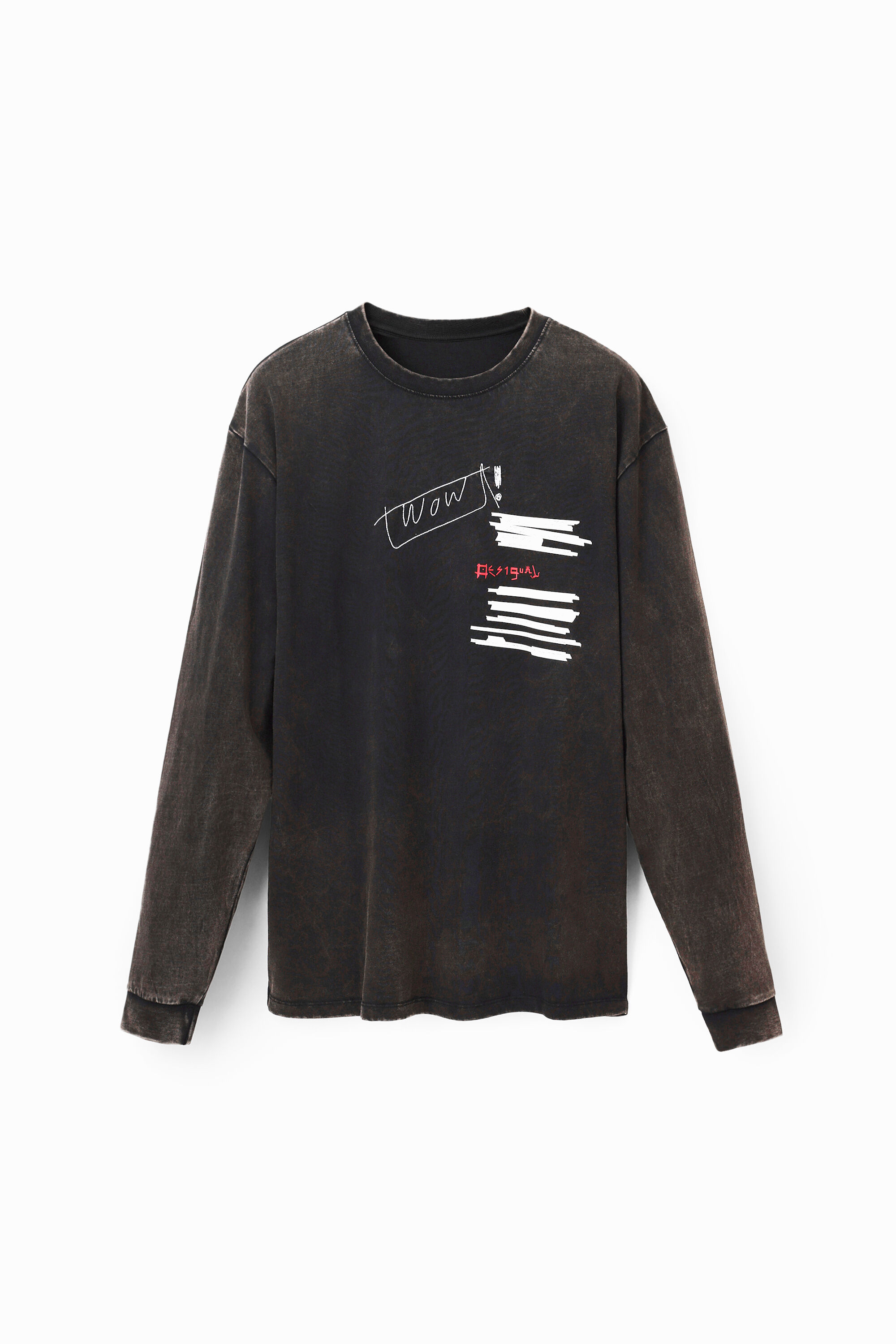 Desigual Long-sleeve Oversize T-shirt In Black