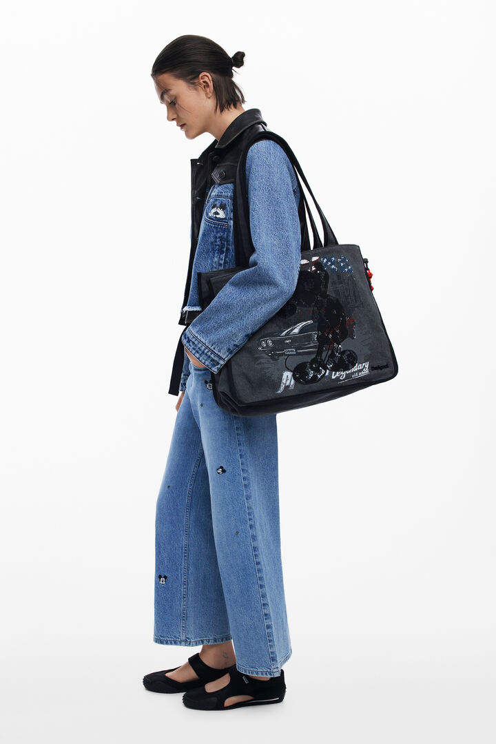 Mittlere Mickey™ Denim-Shopper-Tasche | Desigual
