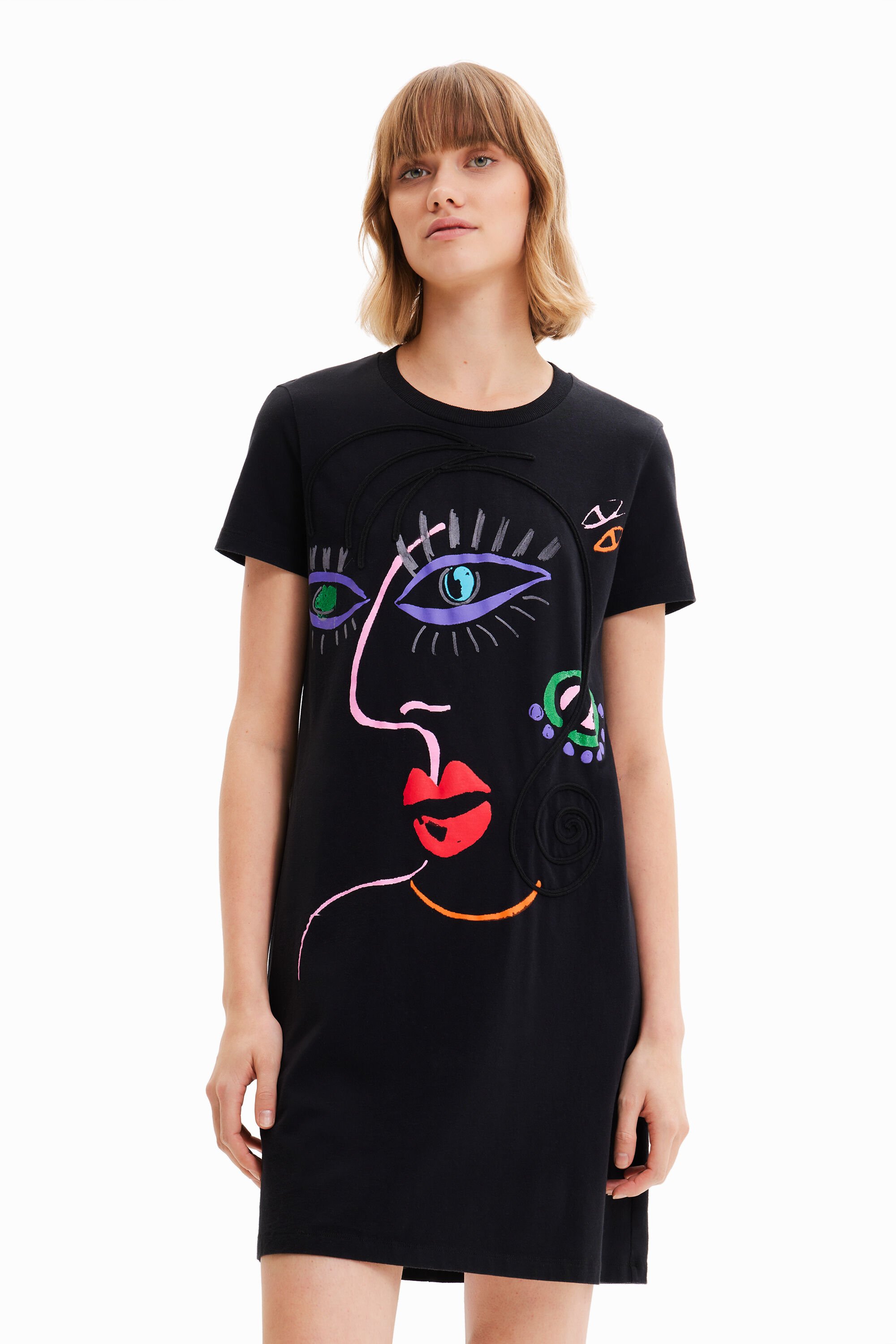Face print t shirt dress store