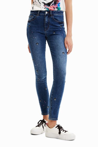 Slim fit push-up jeans met Mickey Mouse | Desigual
