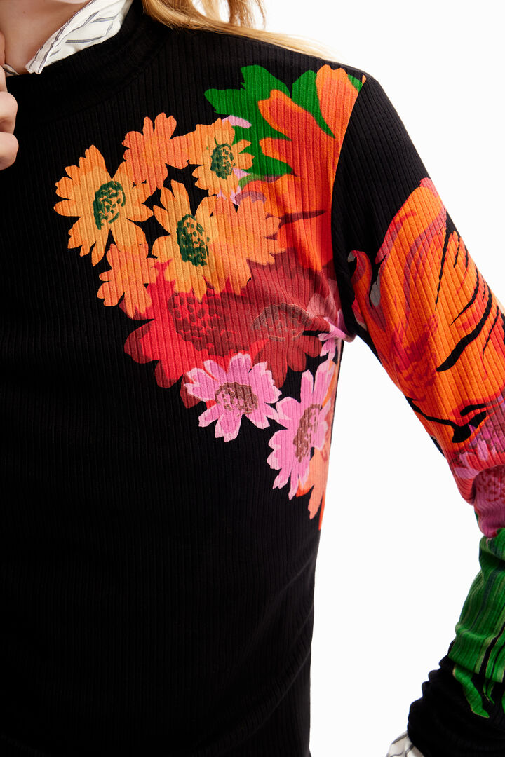 Ribbed floral T-shirt | Desigual