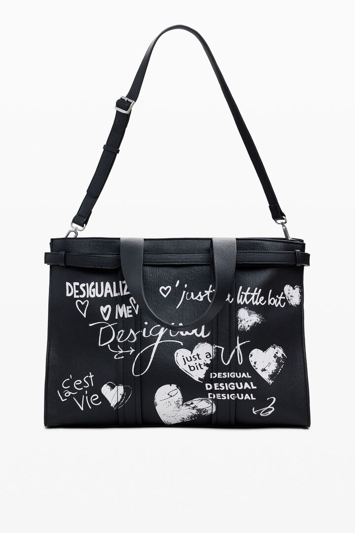 Bolsa shopper efeito couro letras grande | Desigual