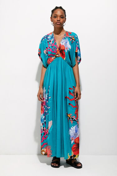 Sustainable coral maxi dress | Desigual
