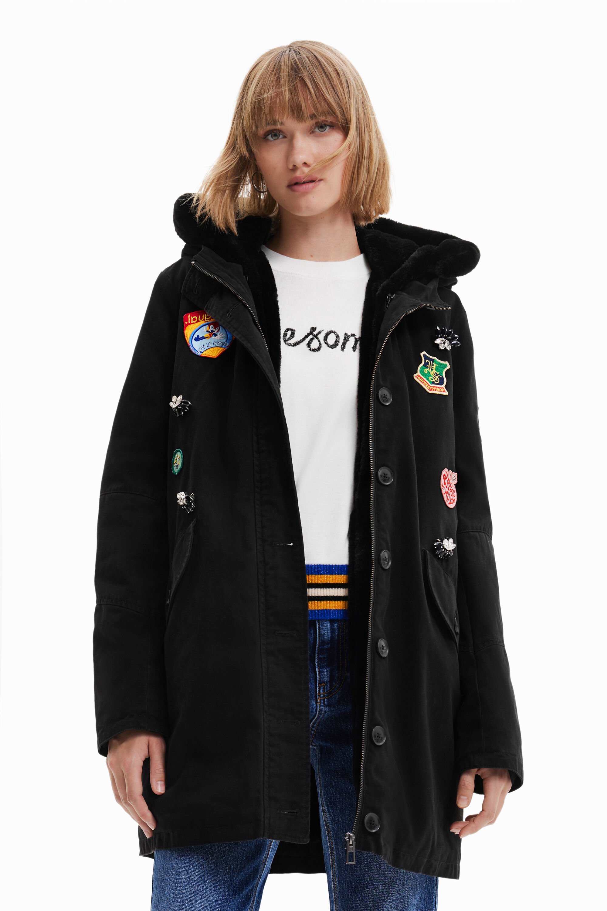 Detachable faux fur gilet parka Desigual