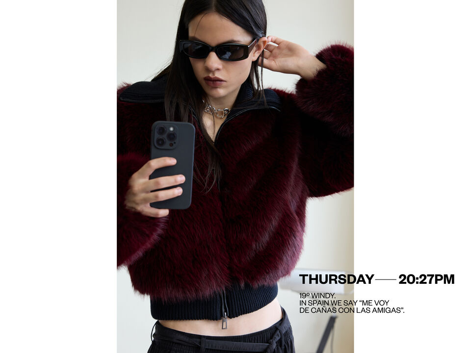 Raspberry fur jacket