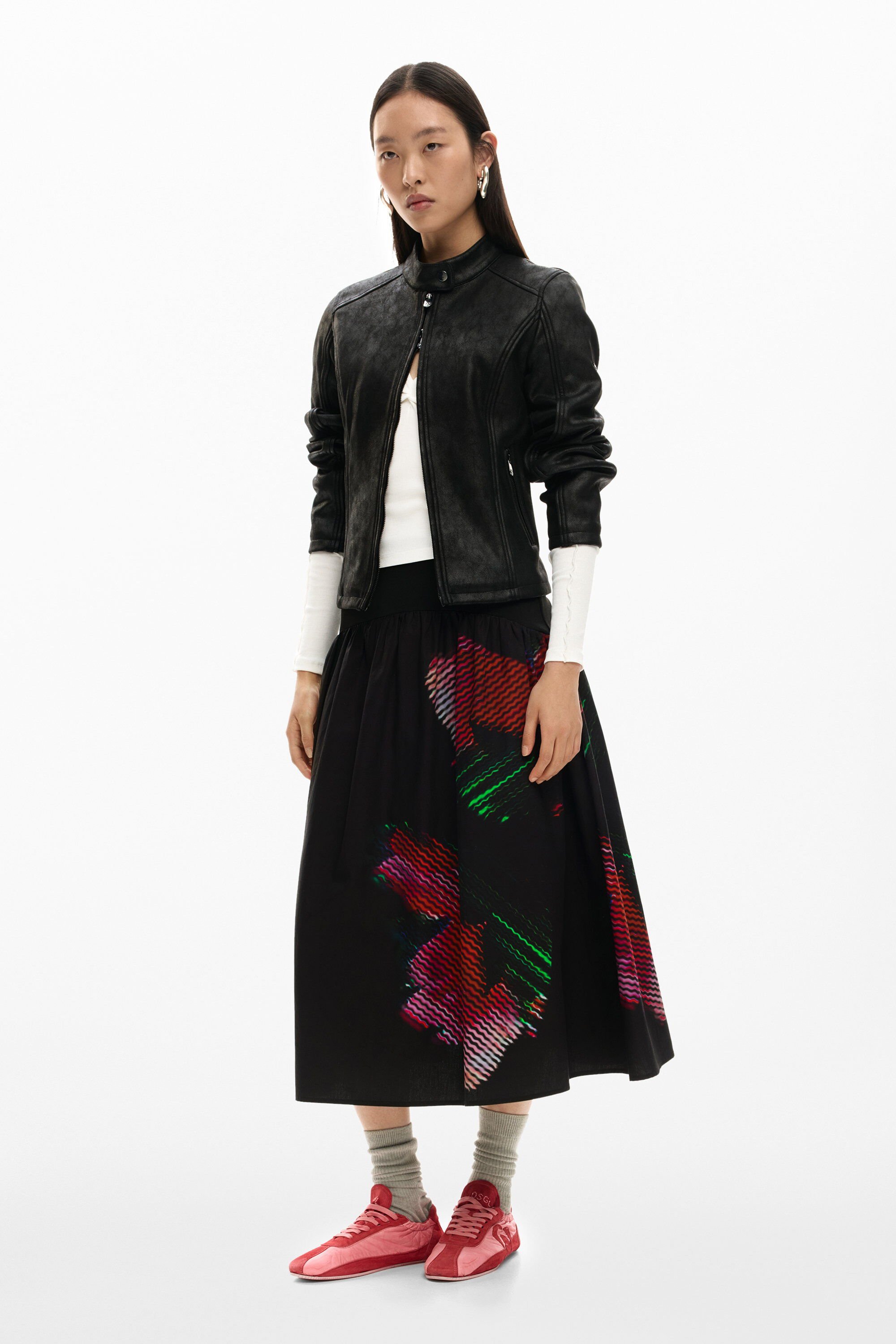 Desigual Pixelige midirok - BLACK