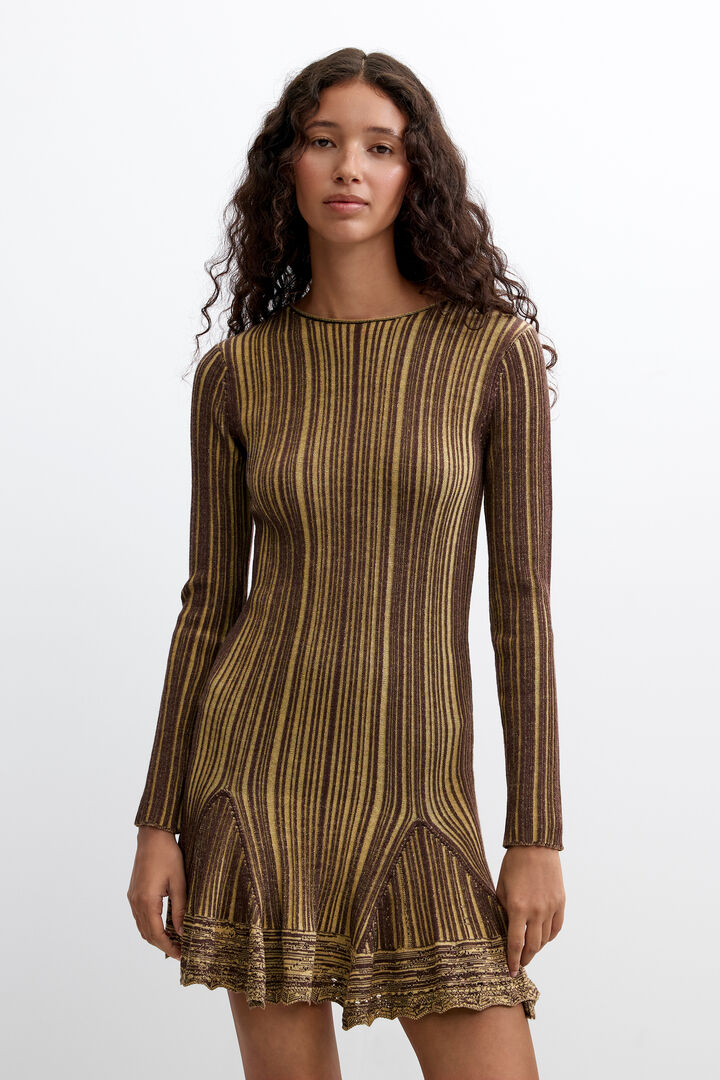 Long-sleeve striped dress