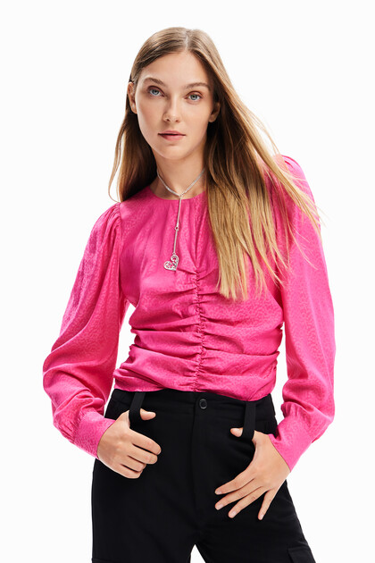 Blouse froncée jacquard