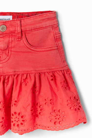 Glossy ruffle denim mini skirt | Desigual