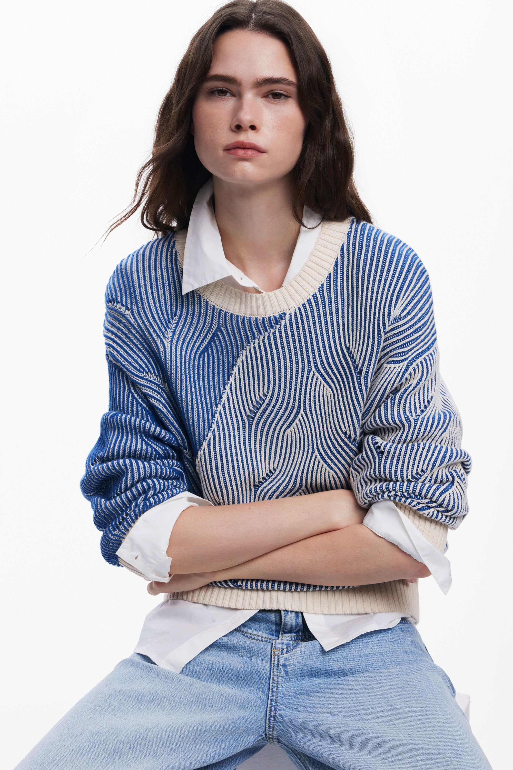 バイカラーニットセーター 女性用 I Desigual.com