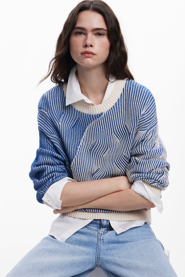 Two-tone knit sweater | Desigual