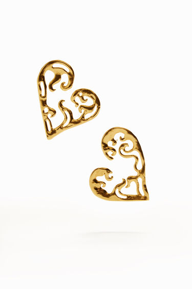 Zalio gold plated heart earrings | Desigual
