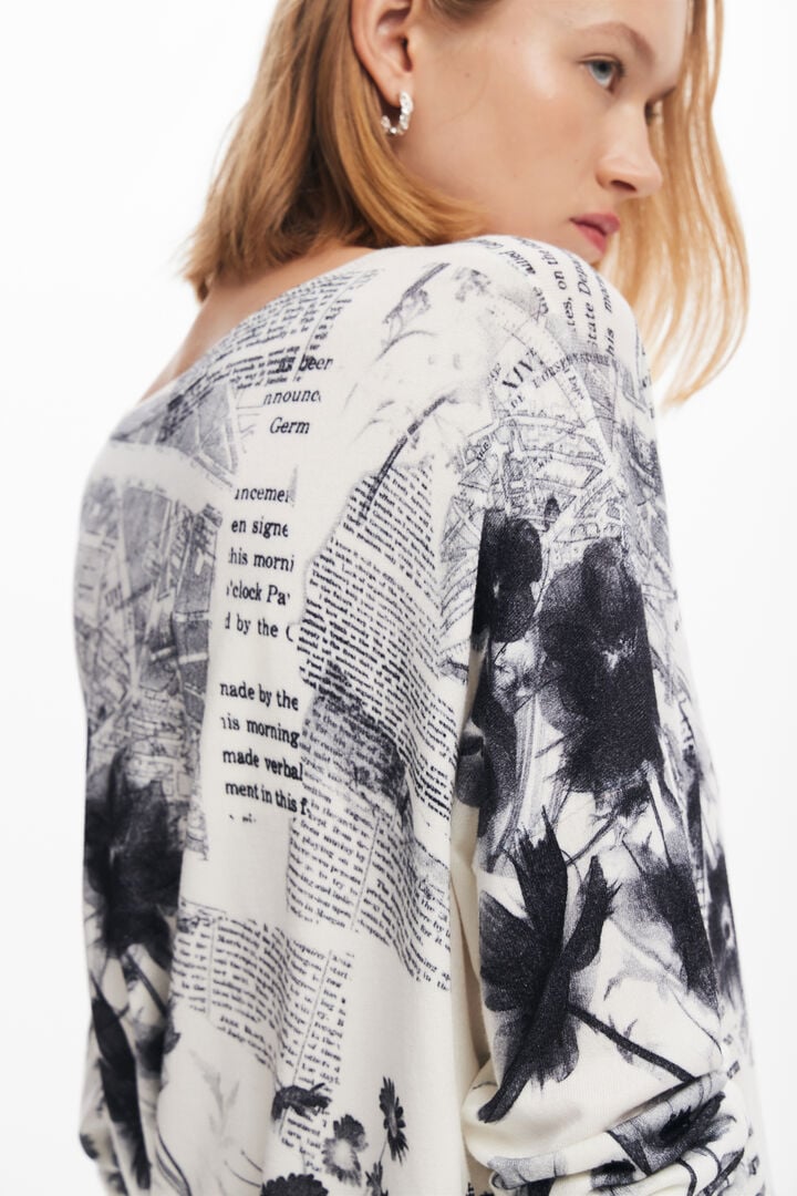 Newspaper print sweater | Desigual