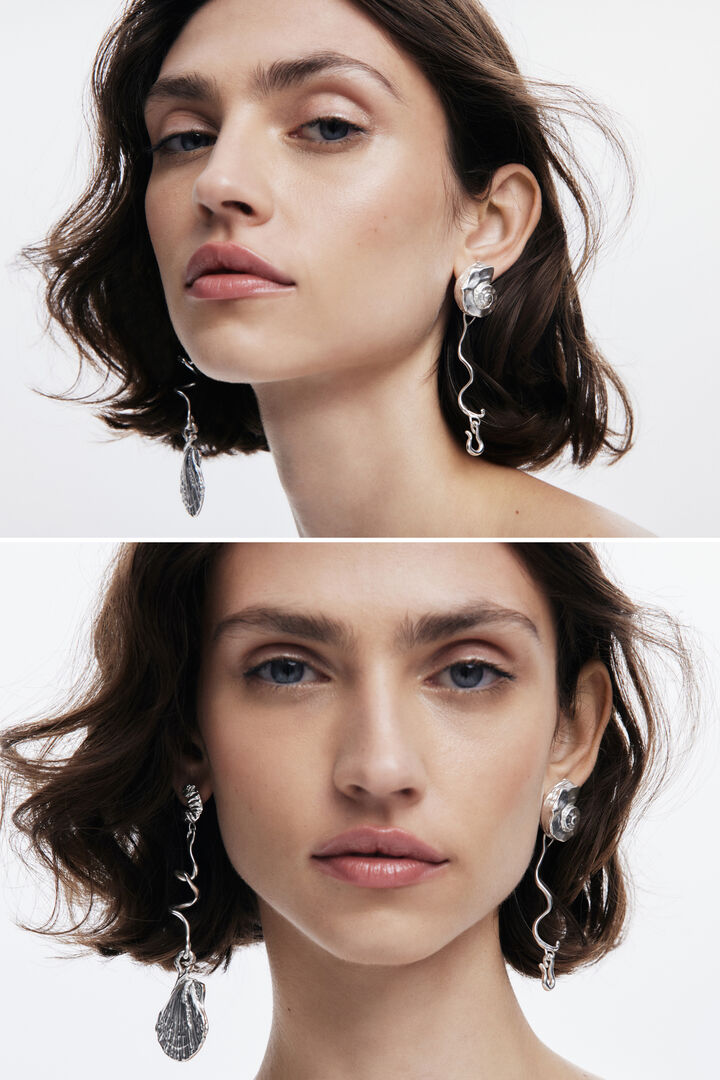 Irregular gold shell earrings Zalio | Desigual
